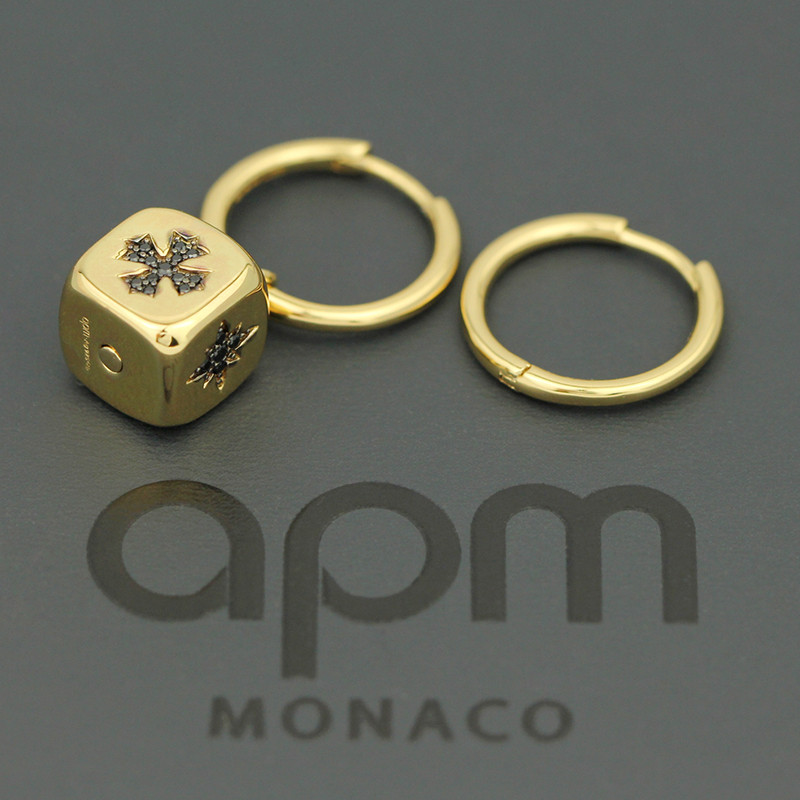 apm MONACO不对称金黄色骰子耳环 时尚金AE11812BZY