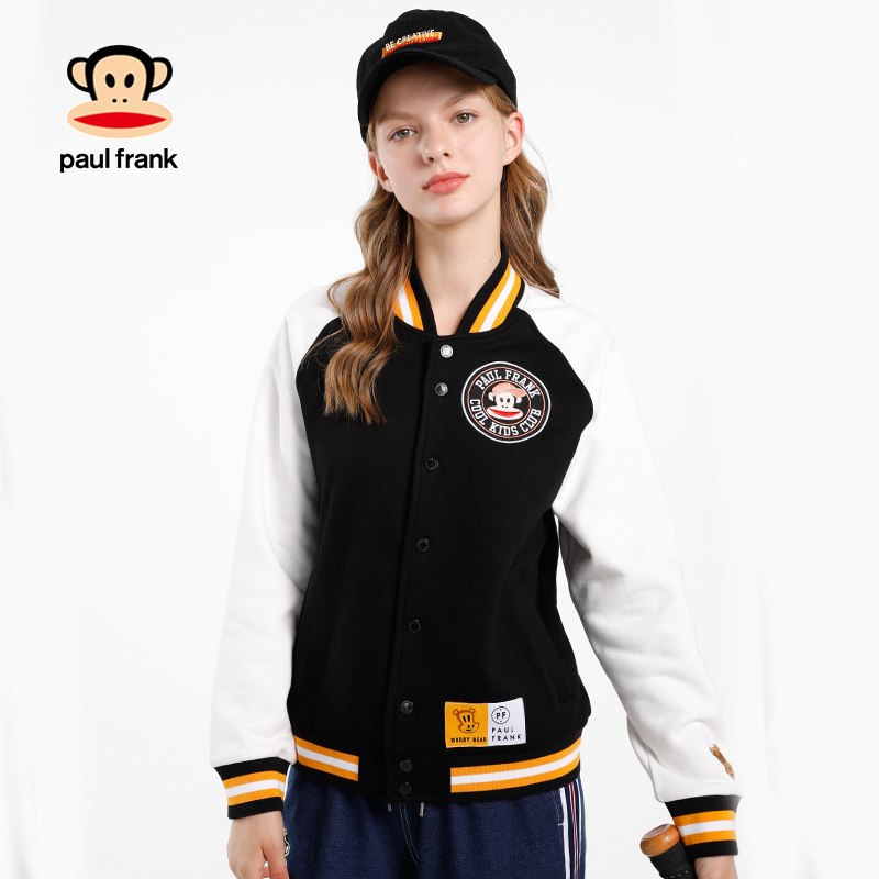 PaulFrank/大嘴猴外套女2019新款初秋棒球服港风女装上衣宽松 L 黑色