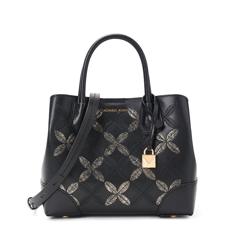 MK Mercer Gallery 手拎包 金色花纹款 小号 黑色