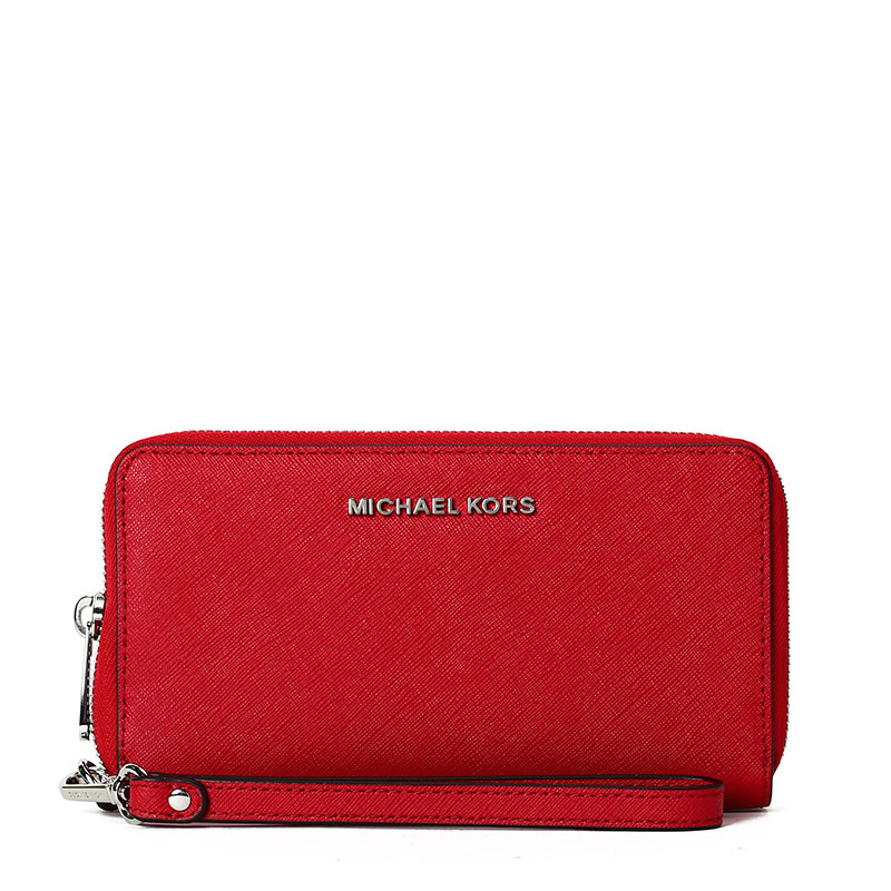 Michael Kors/迈克·科尔斯 女士Jet Set Travel中长款腕带拉链钱包 32H4GTVE9L 深红