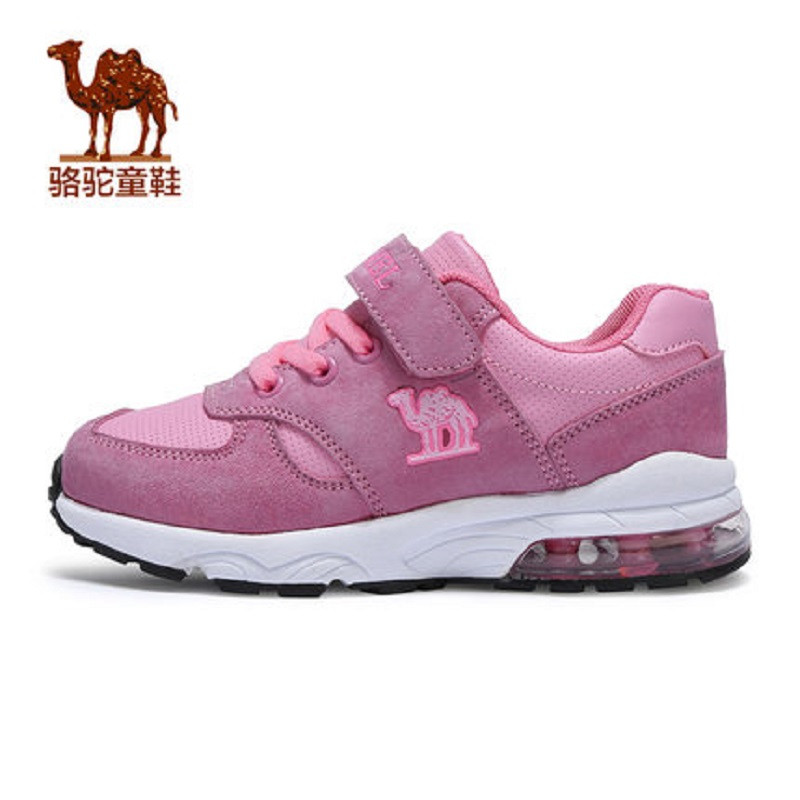 CAMEL/骆驼童鞋户外春季舒适儿童跑步鞋男童女童减震牛皮运动鞋气垫跑鞋 粉红 34码