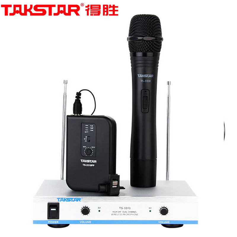 得胜（TAKSTAR）TS-3310HP无线麦克风一拖二无线话筒 家用K歌卡拉OK专业演出会议主持麦克风1领夹+1手持