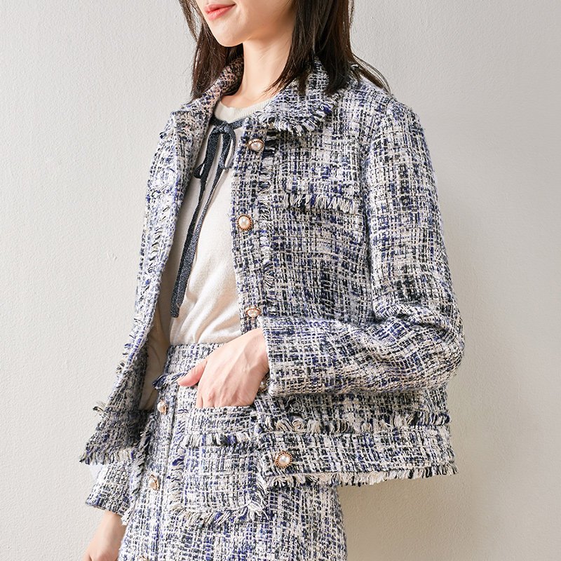 娅丽达女装短款外套女2019秋季新款修身显瘦polo领韩版休闲上衣 S 蓝色B0