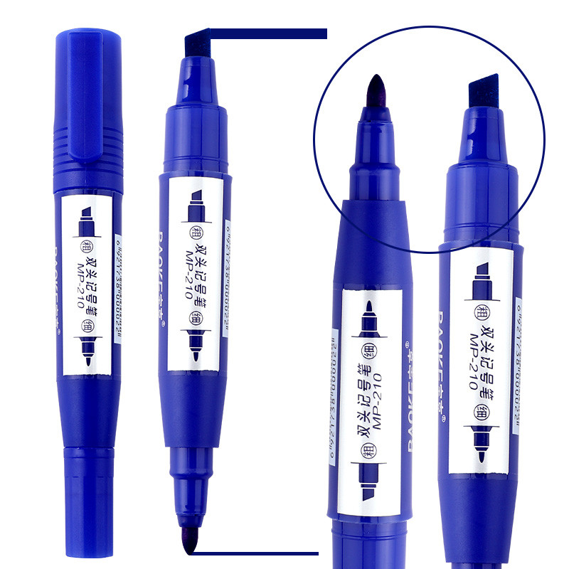 宝克(baoke)MP210多色双头记号笔物流笔快递笔油性笔防水大头笔 12支/盒 蓝色12支