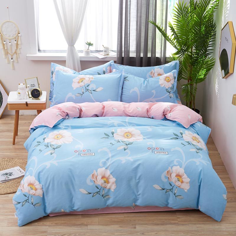 北极绒家纺2.0m纯棉四件套全棉床品夏季床上用品宿舍被套床单三件套北欧风 幽香私语 1.5m-1.8m通用（被套2.0m*2.3m）