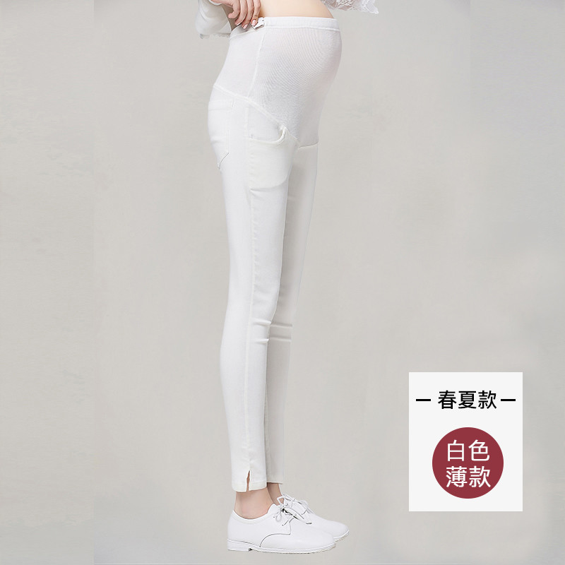 婧麒JOYNCLEON孕妇裤子打底裤秋冬外穿春秋款托腹裤女潮妈时尚秋季长裤孕妇秋装 春秋款外穿-白色 XL