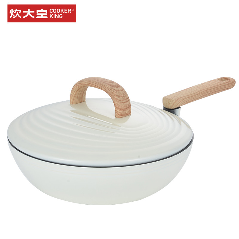 炊大皇(COOKER KING)年轮炒锅（米白）30CM CG30NLB
