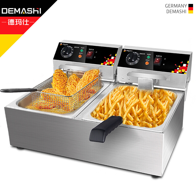 德玛仕（DEMASHI） 电炸炉商用 小吃油炸锅油炸机 油条机 薯条机 电炸锅 L-102A-S（304不锈钢款）