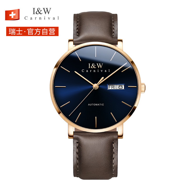 瑞士爱沃驰iw手表 男士自动机械表 简约皮带超薄进口机芯时尚休闲百搭