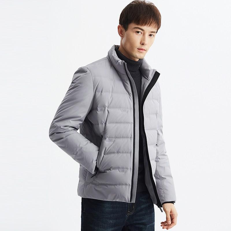 雪中飞2019新款男士短款立领保暖商务休闲羽绒服简约百搭羽绒外套 米灰色 180/96A
