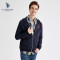 U.S. POLO ASSN.卫衣男连帽开衫纯棉秋休闲长袖刺绣外套宽松纯色 165 藏蓝色