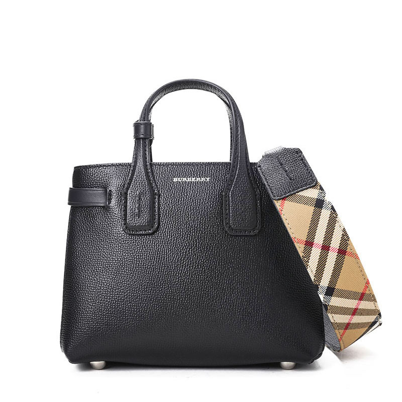 BURBERRY/博柏利 女包迷你Banner格纹肩带手拎包 4078477 黑色