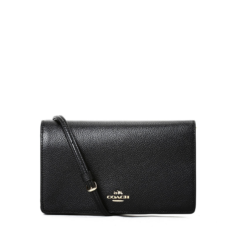 COACH/蔻驰 女包马车徽标翻盖手拿斜挎小方包 87401 黑色