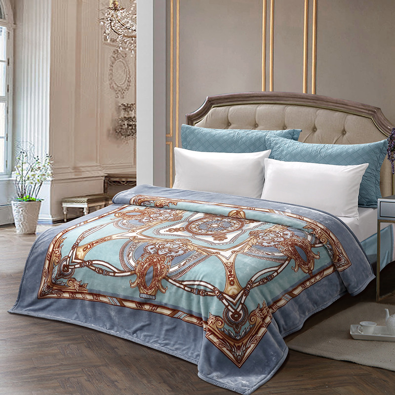 富安娜(FUANNA)家纺毛毯被秋冬季毯子厚款被子双人云毯床单冬季双层加厚保暖毯