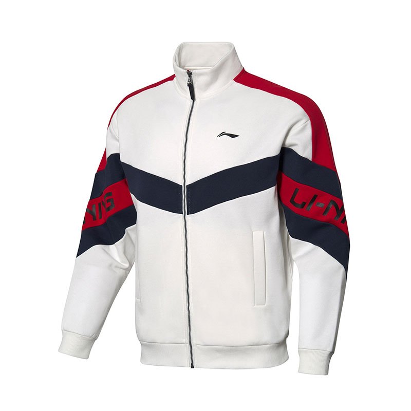 李宁运动时尚系列男子宽松开衫卫衣AWDPA41-7 S AWDPA41-7乳白色+墨水蓝