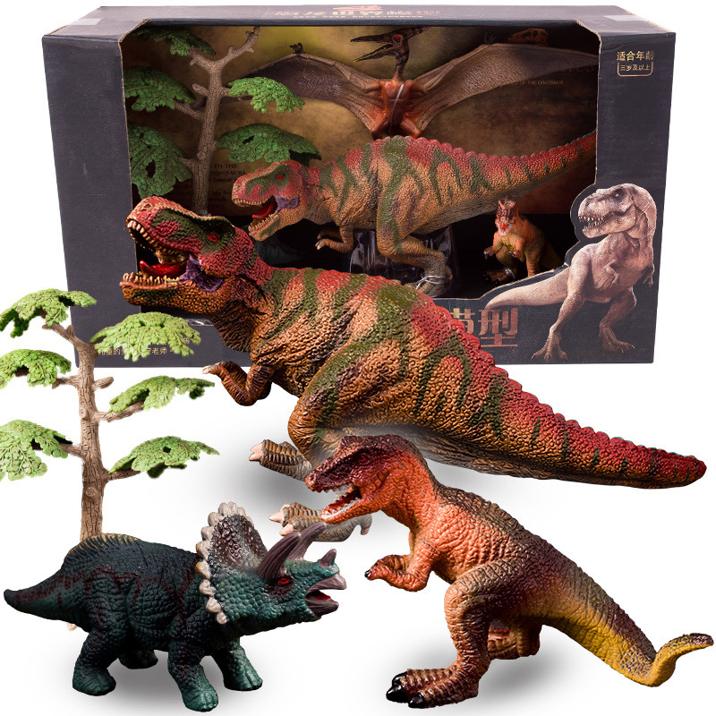 过凡 GUOFAN 儿童恐龙玩具 侏罗纪动物仿真模型霸王龙翼龙特暴龙三角龙礼盒装3-10周岁