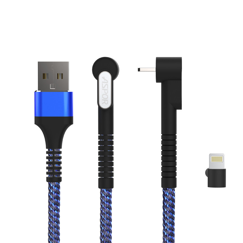 ASPOR A186 Bracket Fast Charging Cable 黑+蓝