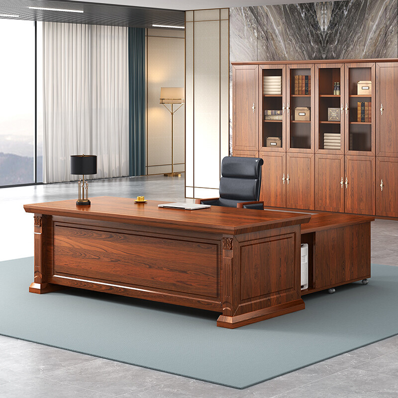欧宝美老板桌董事长办公桌油漆白蜡木经理桌实木大班台办公家具主管桌*5 2.2m（单位：张）