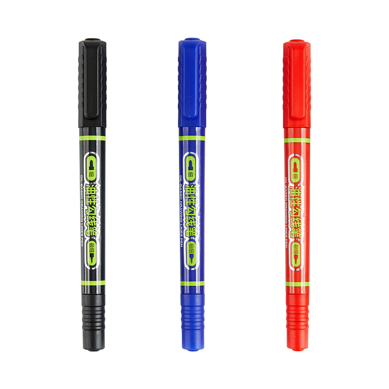 宝克(baoke)记号笔MP2915油漆笔儿童绘画学生勾线笔黑双头彩色油性笔防水不脱色 双头勾线笔红色12支