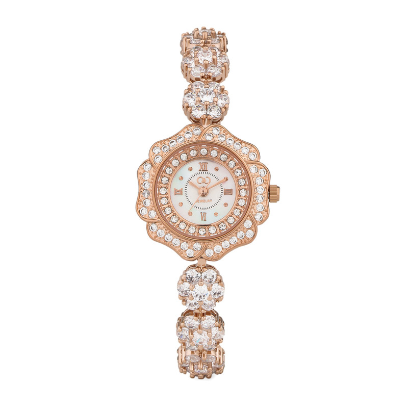 C&C意大利时装手表唯美手链系列施华洛世奇元素花瓣形锆石水晶女士腕表 CC8149-1 镶钻玫瑰金贝母盘