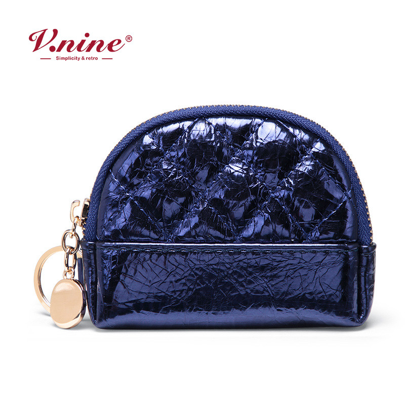 第九城（V.NINE） 包包女小包2019新款时尚迷你钱包ins小手包简约韩版菱格手拿包 蓝色