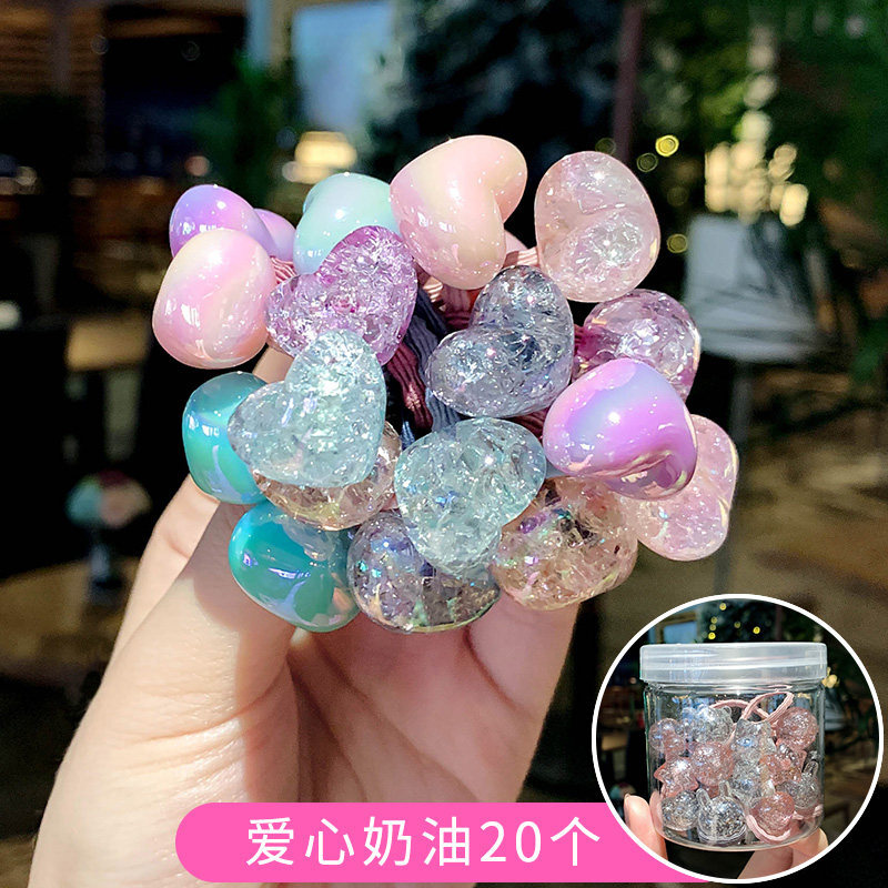 迪鲁奥（DILUAO)【新款上新】女童饰韩国儿童扎头橡皮筋绳可爱公主宝宝头绳饰女童不伤圈头饰 8#爱心奶油(20个)小圈