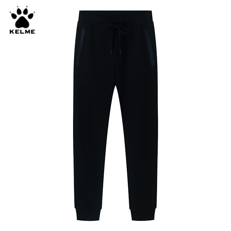 KELME/卡尔美秋季新款运动裤男系带收口时尚休闲针织长裤 XXL/185 黑色