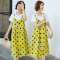 迪鲁奥（DILUAO)孕妇装夏装连衣裙套装中长款过膝宽松夏天裙子2019新款时尚加大码孕妇裙_888_79 黄色【单件裙】 XL【一般建议120-140斤】