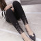 迪鲁奥（DILUAO)孕妇秋装2018新款孕妇打底裤钉珠裤脚显瘦小脚铅笔裤长裤孕妇裤子 黑色_456 默认颜色 XXL