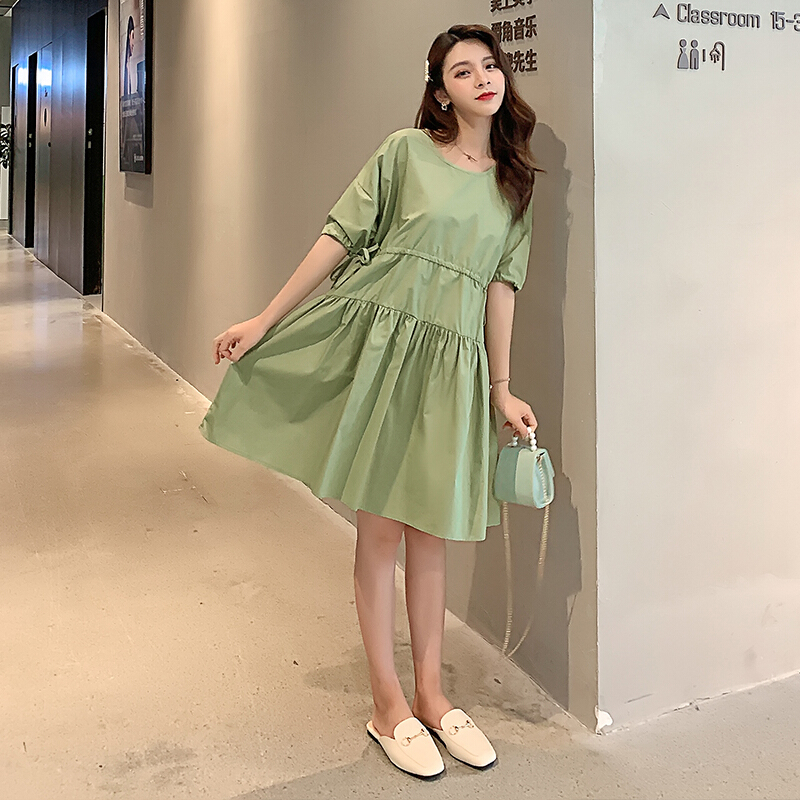 迪鲁奥（DILUAO)哺乳衣新款夏天短袖连衣裙中长款棉麻系带喂奶夏装孕妇裙产前产后_244 蓝色(孕妇款) M