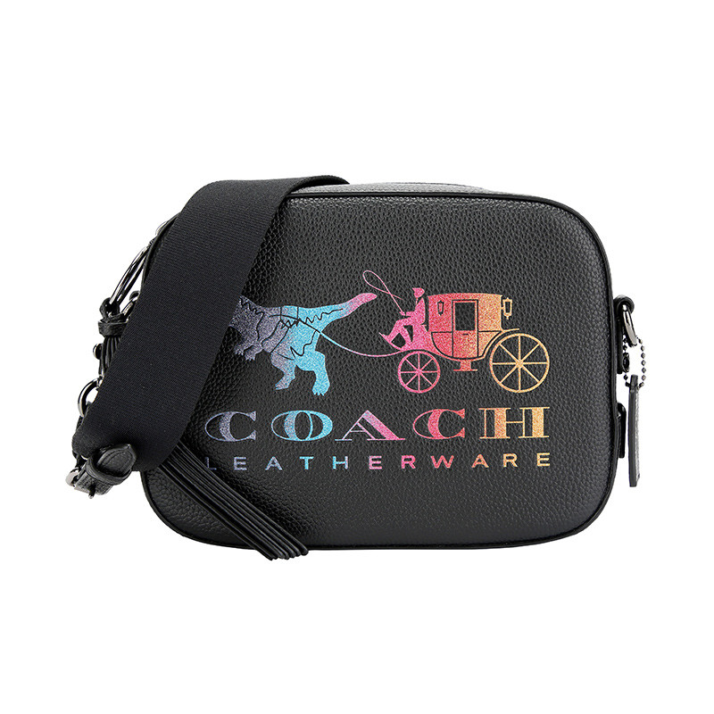 COACH 蔻驰 奢侈品 女士专柜款黑色皮革单肩斜挎包 69417 GM/BK 黑色