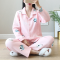 迪鲁奥（DILUAO)月子服秋冬季产后哺乳秋季夹棉加厚保暖纯棉喂奶衣空气棉产妇睡衣_633 粉色眼镜小狗 M【建议产后100-125斤】