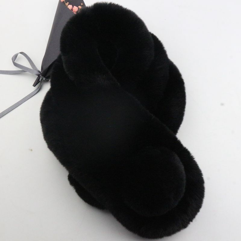 迪鲁奥（DILUAO)獭兔毛围巾女冬季韩版百搭加厚保暖儿童脖套懒濑兔毛球仿皮围脖 黑色 默认尺寸