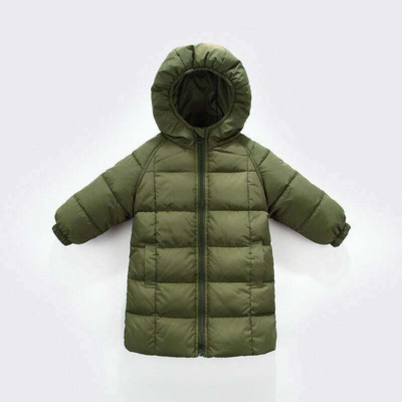迪鲁奥（DILUAO)2019新款儿童羽绒服中长款宝宝冬装男女童小童加厚童装婴儿1-3岁 军绿色 110cm