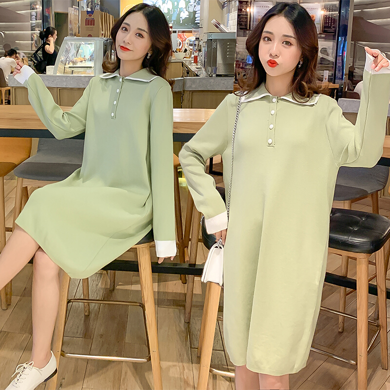迪鲁奥（DILUAO)LYL 孕妇装 哺乳衣外出 月子服秋冬 哺乳衣外出秋装 哺乳针织毛衣裙中长款连衣裙F77_958 哺乳裙(薄荷绿) XXL