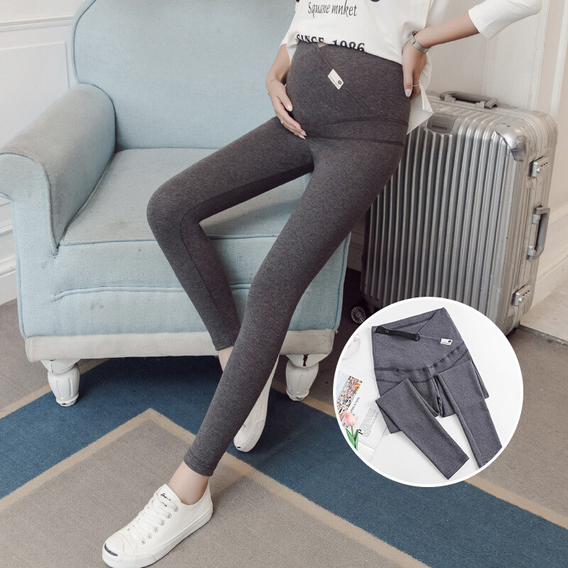 迪鲁奥（DILUAO)孕妇装春秋季2019新款孕妇裤子长裤修身调节交叉腰孕妇托腹裤_825 深灰色交叉腰 XL