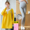 迪鲁奥（DILUAO)孕妇装秋装纯棉长袖T恤新款秋装时尚款怀孕妈妈穿的衣服宽松中长款上衣_338 黄色上衣+灰色长裤 XXL【适合约145-160斤】