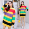 迪鲁奥（DILUAO)孕妇装秋装毛衣秋季遮肉彩虹条纹宽松中长款长袖针织衫套装怀孕期 黑色 均码【适合约90-16_13 黄色 默认尺寸