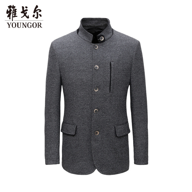 Youngor/雅戈尔男士西服深灰羊毛混纺7CAA 185/104A 灰色