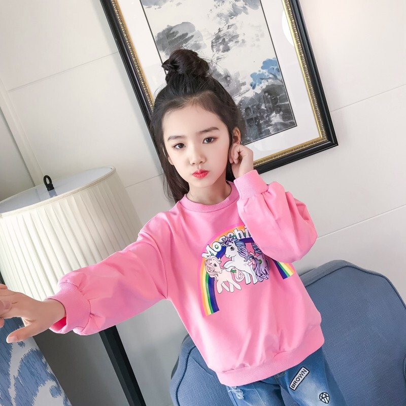 迪鲁奥（DILUAO)女童长袖T恤打底衫秋装2019新款儿童大童春秋体恤上衣小女孩_788 粉红色 110cm