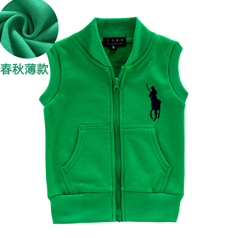 迪鲁奥（DILUAO)2019新款儿童马甲背心春婴儿坎肩薄款女宝宝小童外套男童马夹潮Sy 绿色(无帽)薄款 吊160码身高155