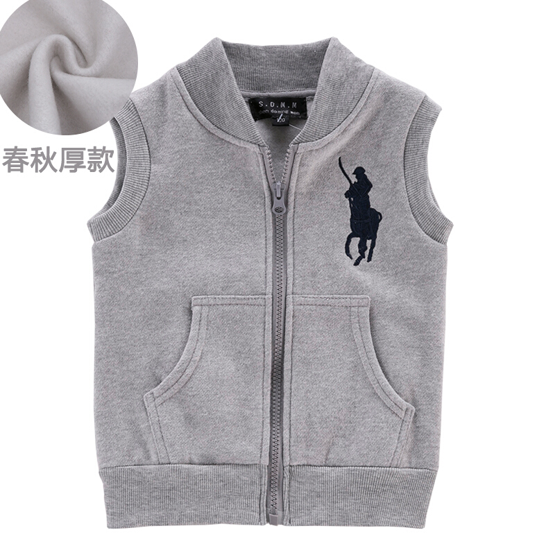 迪鲁奥（DILUAO)2019新款儿童马甲背心春婴儿坎肩薄款女宝宝小童外套男童马夹潮Sy 浅灰色(无帽)稍厚款 吊110码(身高105cm)