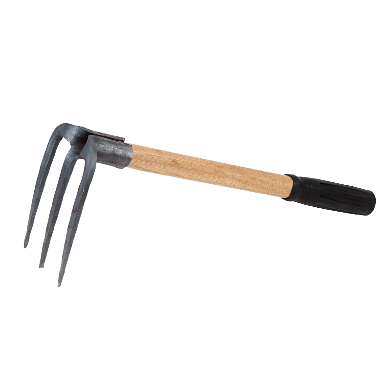 农用耙子三齿耙小铁耙园艺园林种菜种花工具翻土松土木柄钉耙 白色