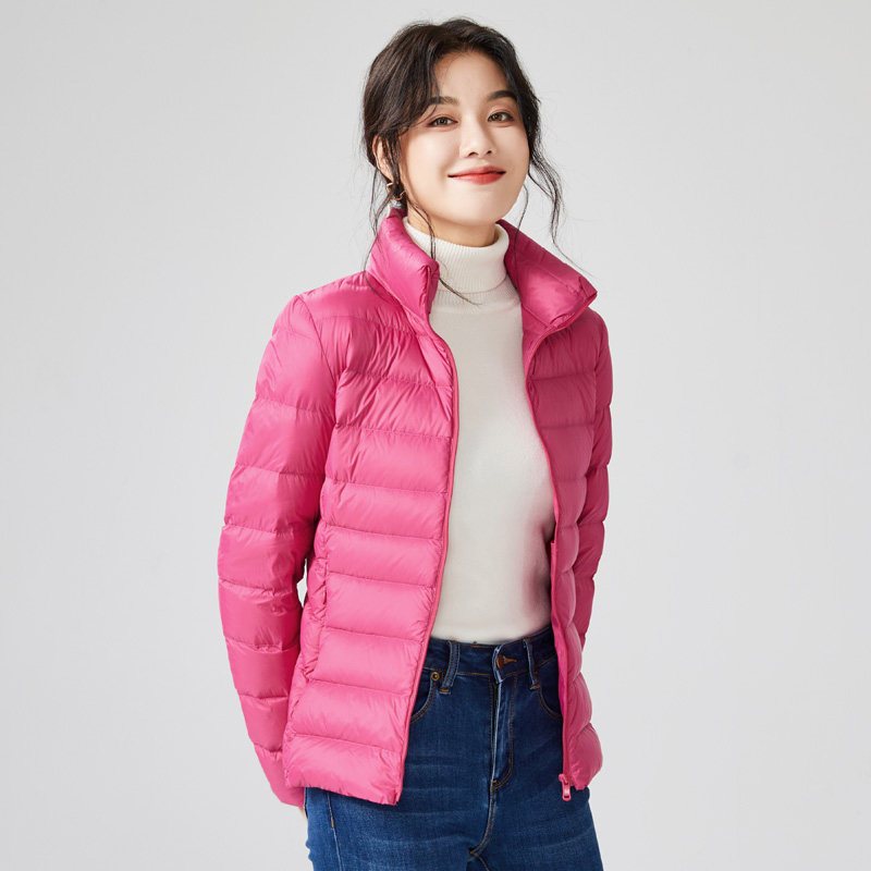 高梵轻薄羽绒服女短款超薄反季冬2019新款时尚轻羽绒薄款清仓_250 L 玫红A（立领）