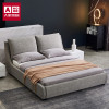 A家家具现代简约 棉麻布艺双人软靠床三色可选1.5米1.8米框架床DA0155