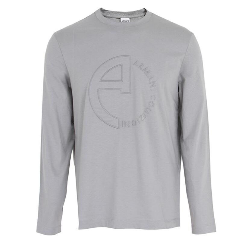 ARMANI COLLEZIONI 阿玛尼AC男士浅灰色圆领长袖T恤衫PCT12J PCMFJ 610 L 浅灰色