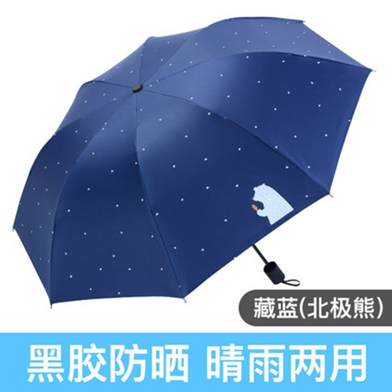 小清新伞晴雨两用折叠太阳伞创意防紫外线防晒遮阳黑胶 -小黑伞 藏蓝