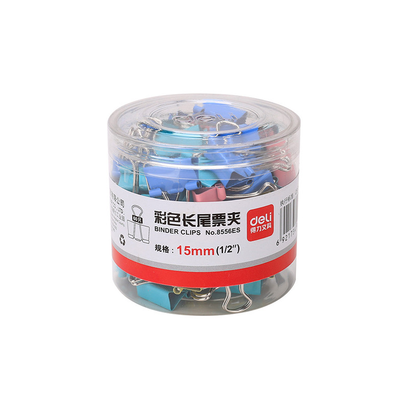 得力(deli) 彩色15mm长尾夹/长尾票夹 8556ES 60只/筒 5筒价格