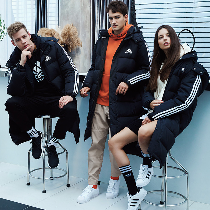Adidas阿迪达斯情侣款羽绒服-ADIPK01MA-BW 2XL 黑色