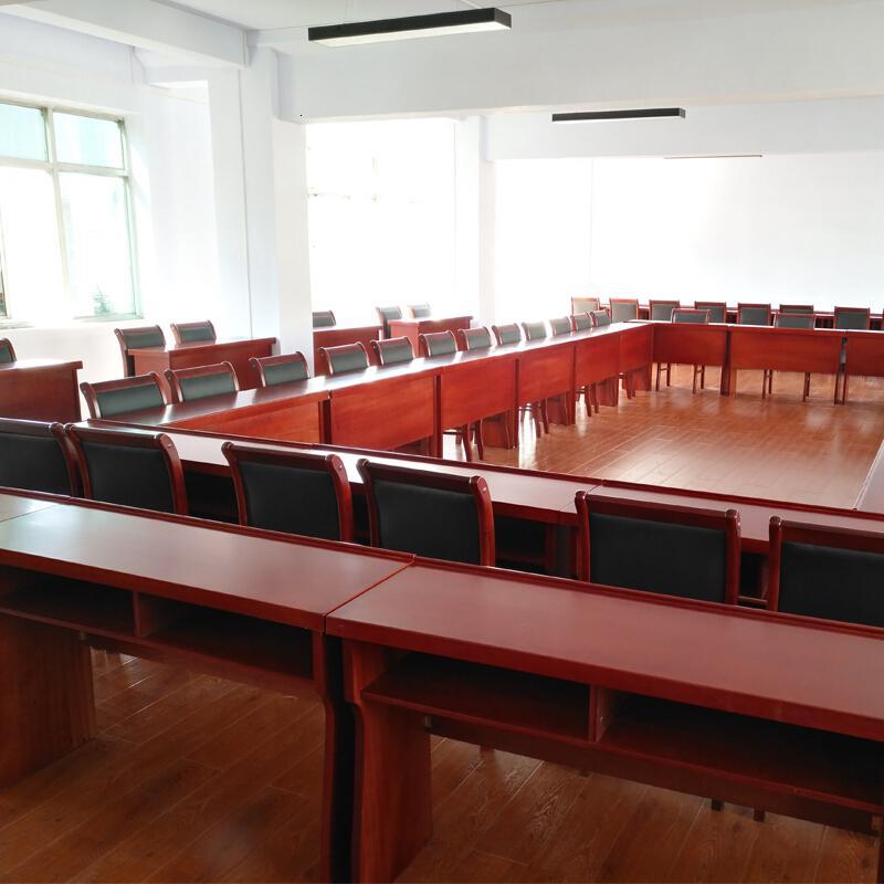 德诚和（DECHENGHE）北京实木贴皮油漆培训桌公司培训室长条桌子大型会议室会议桌 图中2把椅子